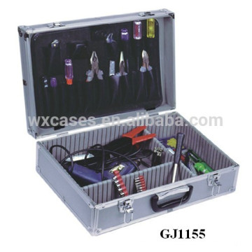 Silver Aluminum Tool Case With Fold-down tool pallet&Adjustable Compartments Inside